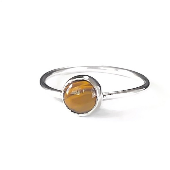 (2-13) 925 Sterling Silver 5MM Genuine Tigers Eye Gemstone Ring Protection Stone - Picture 6 of 11